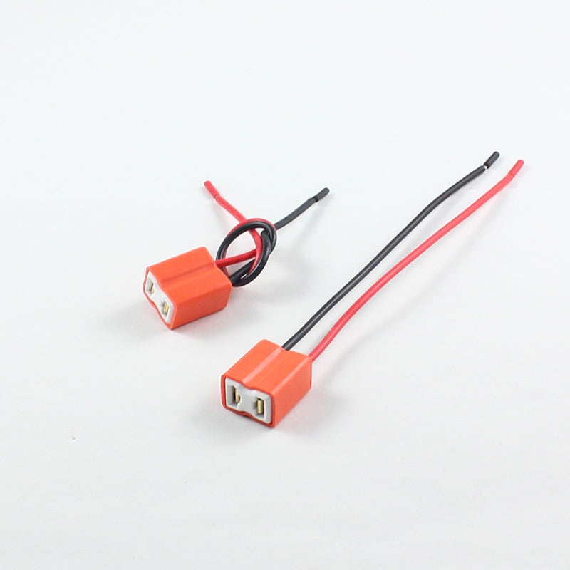 H7 Female Ceramic Socket Harness – High-Temp Headlight Bulb Connector Pigtail (Set of 2)