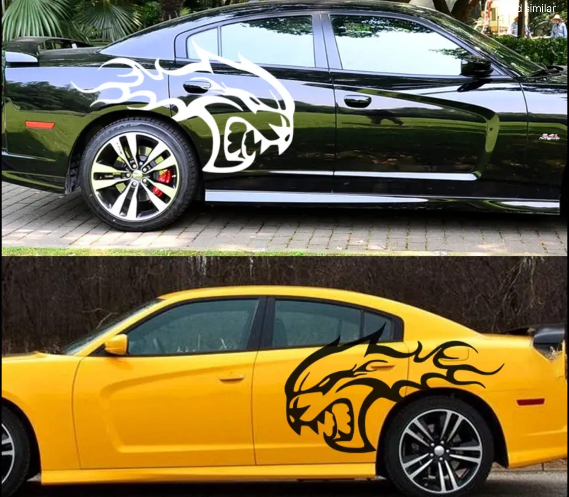 Hellcat Flames Side Decal Vinyl Sticker Set – Fits Dodge Charger & Challenger